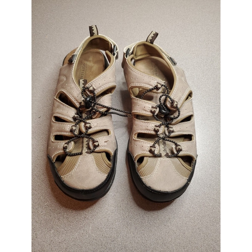 Deer Stags Fisherman Sandals Mens 8D Soft Stags Bungee Strap Hiking Tan Beige 80